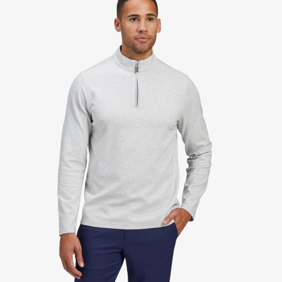 Mizzen+Main White Heather ProFlex Quarter Zip - Picture 1 of 8